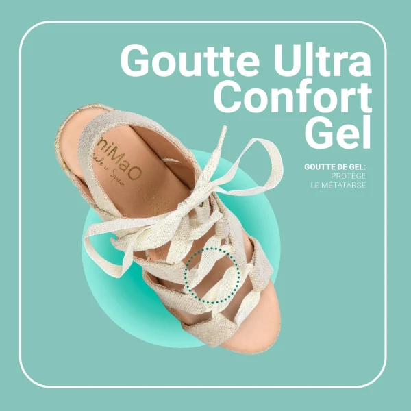 MiMaO ShopOnline ROMANA – Espadrilles à Talon Haut En Lin DORÉ 7