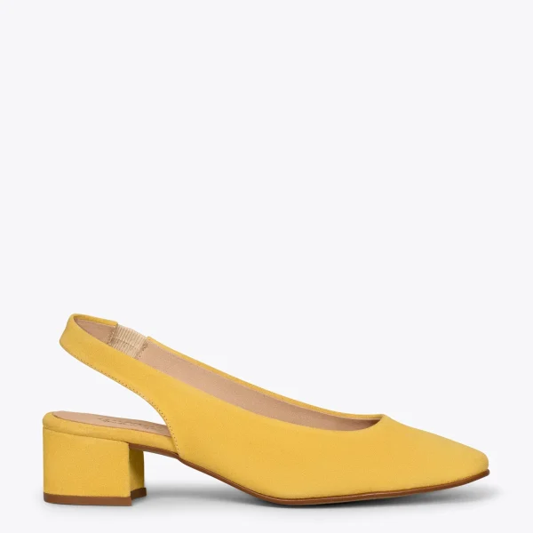 MiMaO ShopOnline URBAN LADY – Escarpins à Talon Moyen à Bride Arrière JAUNE 1