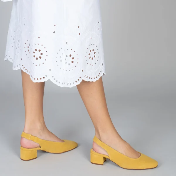 MiMaO ShopOnline URBAN LADY – Escarpins à Talon Moyen à Bride Arrière JAUNE 7