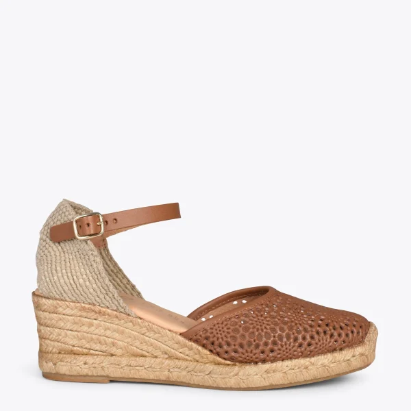 MiMaO ShopOnline MALDIVAS – Espadrilles Compensées En Cuir Nappa MARRON 1