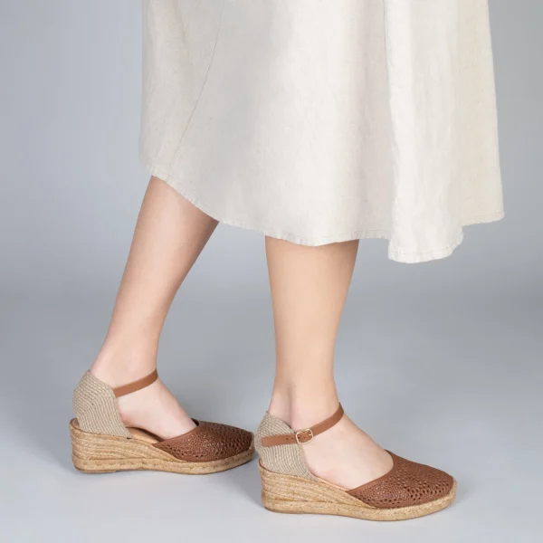 MiMaO ShopOnline MALDIVAS – Espadrilles Compensées En Cuir Nappa MARRON 7