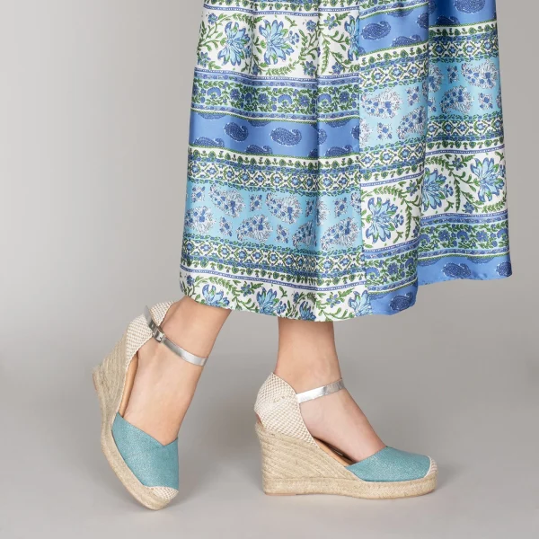MiMaO ShopOnline CONIL – Espadrilles à Talon Haut En Lin BLEU 7