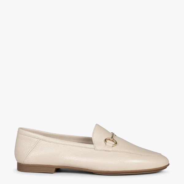 MiMaO ShopOnline STYLE – Mocassins En Cuir Avec Détail Métallique BEIGE 1