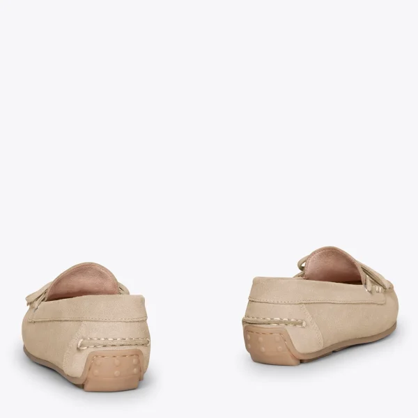 MiMaO ShopOnline BOUCLE – Mocassins Pour Femme à Semelle Amovible BEIGE 4