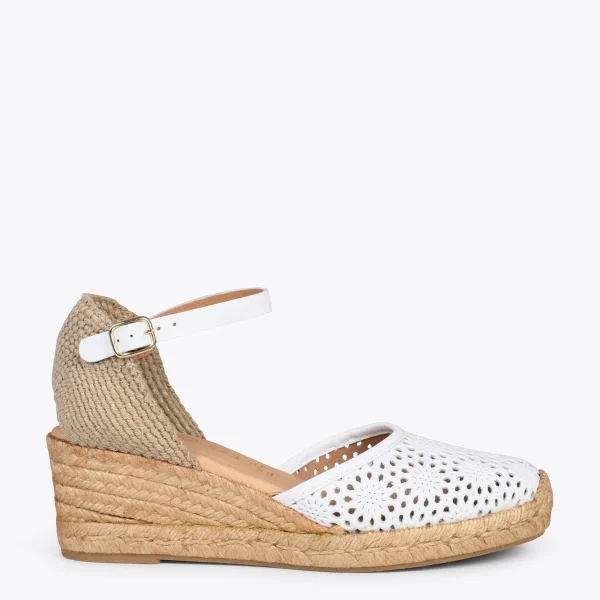 MiMaO ShopOnline MALDIVAS – Espadrilles Compensées En Cuir Nappa BLANC 1