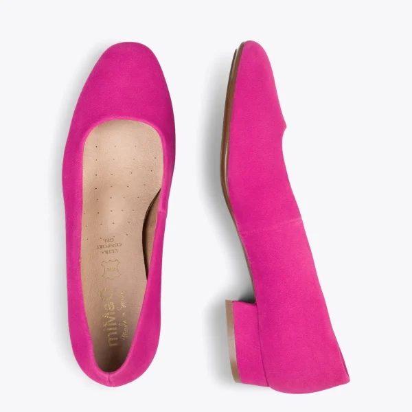 MiMaO ShopOnline URBAN XS – Chaussures à Talon Bas En Cuir Daim FUCHSIA 3