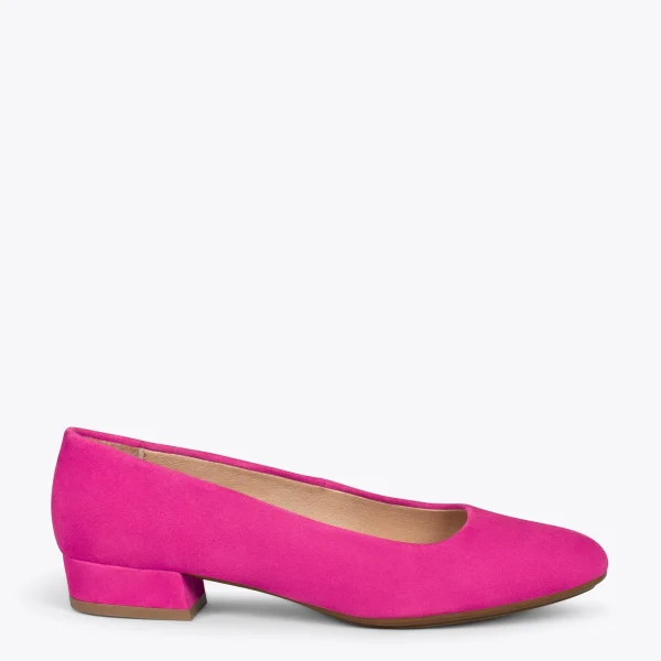 MiMaO ShopOnline URBAN XS – Chaussures à Talon Bas En Cuir Daim FUCHSIA 1