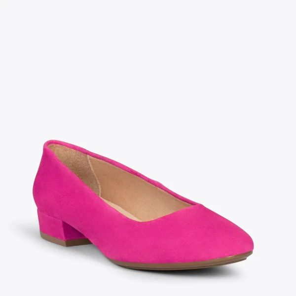 MiMaO ShopOnline URBAN XS – Chaussures à Talon Bas En Cuir Daim FUCHSIA 5