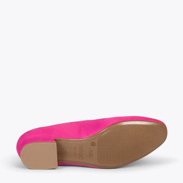 MiMaO ShopOnline URBAN XS – Chaussures à Talon Bas En Cuir Daim FUCHSIA 6