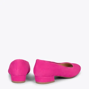 MiMaO ShopOnline URBAN XS – Chaussures à Talon Bas En Cuir Daim FUCHSIA 13