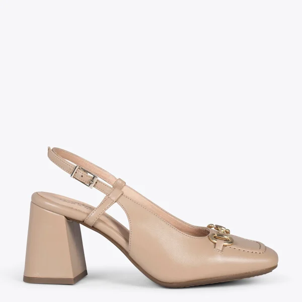 MiMaO ShopOnline MIA À BRIDE ARRIÈRE – Slingback à Talon Large TAUPE 1
