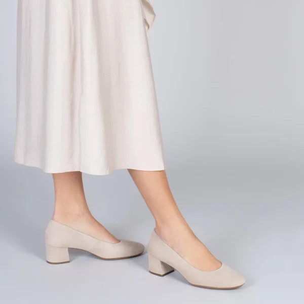 MiMaO ShopOnline URBAN ROND – Chaussures à Talon Bas En Daim BEIGE 7