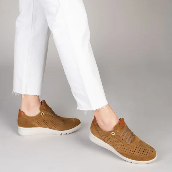 MiMaO ShopOnline BLUCHER SPORTIF – Baskets Compensées Pour Femme CAMEL 7