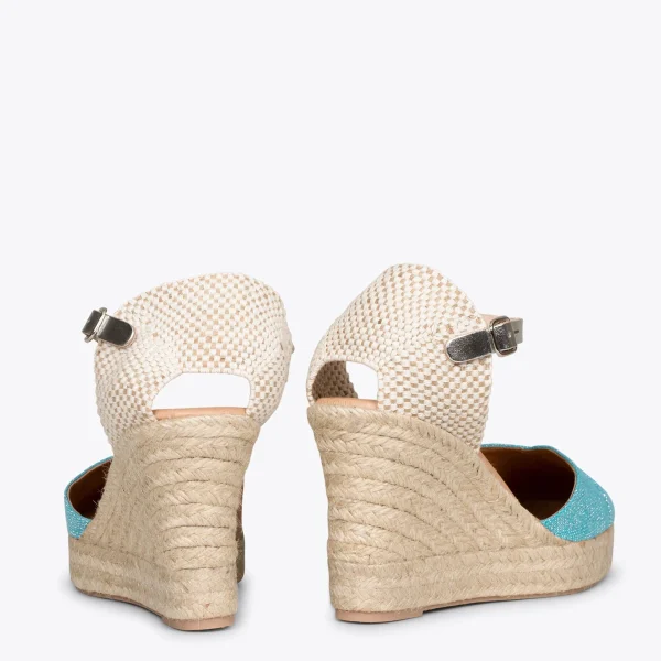 MiMaO ShopOnline CONIL – Espadrilles à Talon Haut En Lin BLEU 4