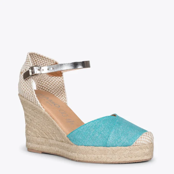 MiMaO ShopOnline CONIL – Espadrilles à Talon Haut En Lin BLEU 5
