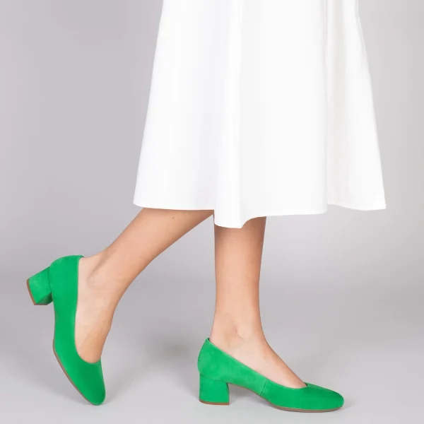 MiMaO ShopOnline URBAN ROND – Chaussures à Talon Bas En Daim VERT 7