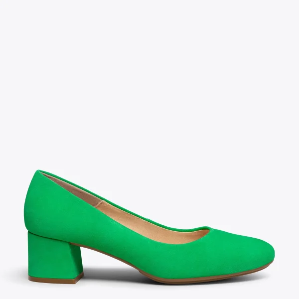 MiMaO ShopOnline URBAN ROND – Chaussures à Talon Bas En Daim VERT 1