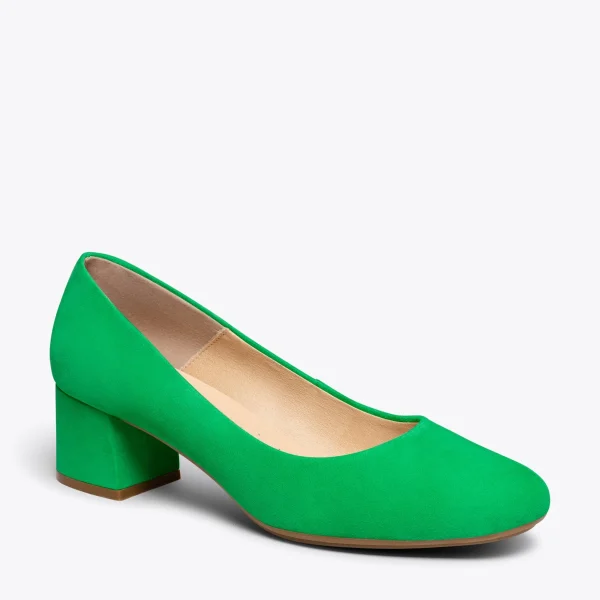 MiMaO ShopOnline URBAN ROND – Chaussures à Talon Bas En Daim VERT 5