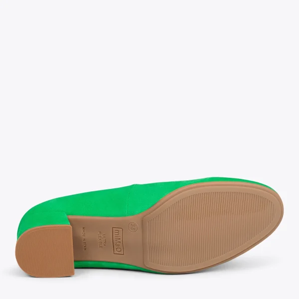 MiMaO ShopOnline URBAN ROND – Chaussures à Talon Bas En Daim VERT 6
