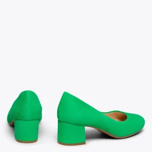 MiMaO ShopOnline URBAN ROND – Chaussures à Talon Bas En Daim VERT 13