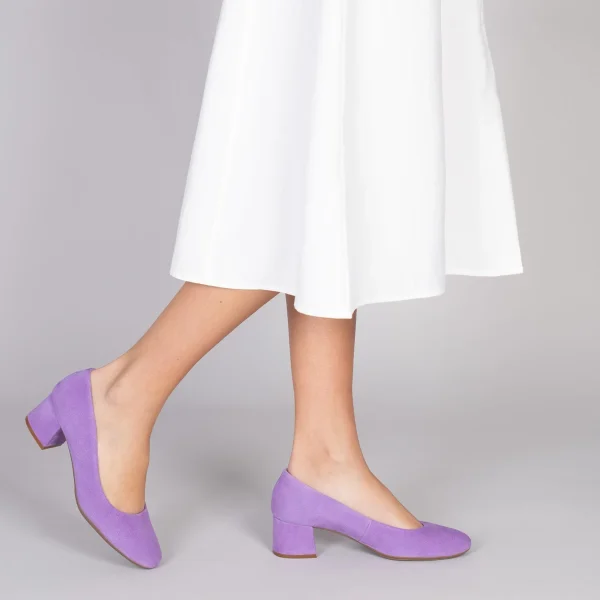 MiMaO ShopOnline URBAN ROND – Chaussures à Talon Bas En Daim MAUVE 7