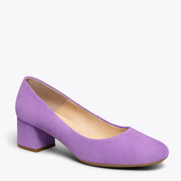 MiMaO ShopOnline URBAN ROND – Chaussures à Talon Bas En Daim MAUVE 5