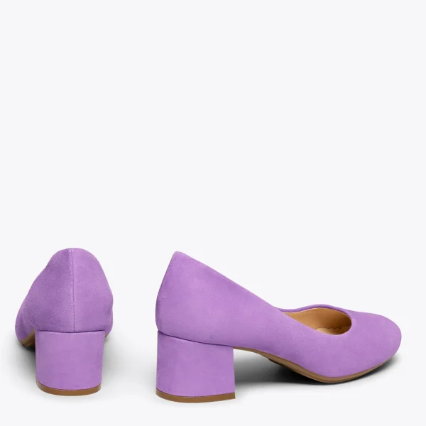 MiMaO ShopOnline URBAN ROND – Chaussures à Talon Bas En Daim MAUVE 4