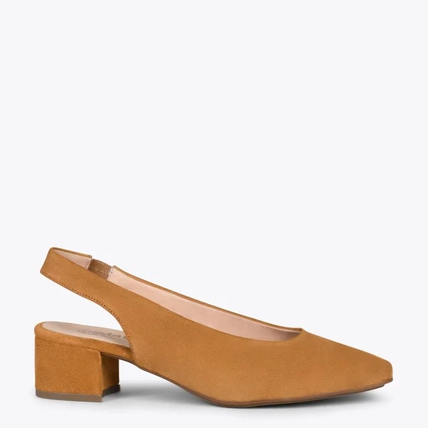 MiMaO ShopOnline URBAN LADY – Escarpins à Talon Moyen à Bride Arrière CAMEL 1