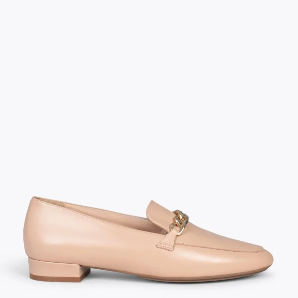 MiMaO ShopOnline CHAIN – Mocassins En Cuir Pour Femme NUDE 1