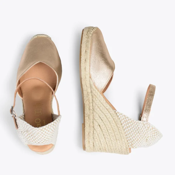 MiMaO ShopOnline NERJA – Espadrilles à Talon Haut DORÉ 3