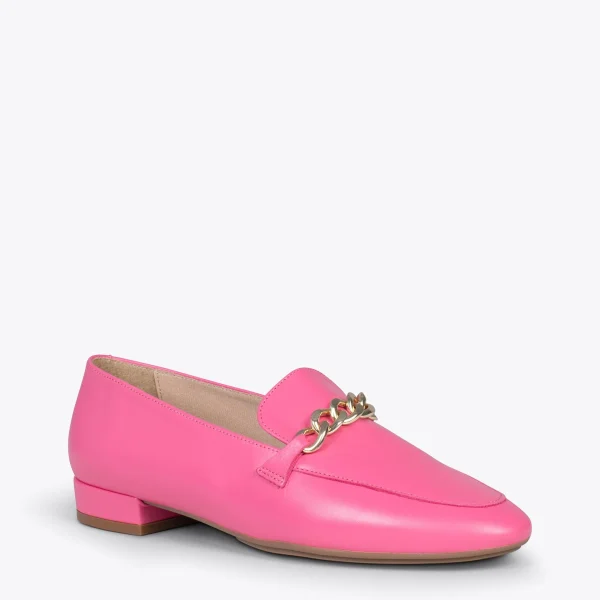 MiMaO ShopOnline CHAIN – Mocassins En Cuir Pour Femme FUCHSIA 5