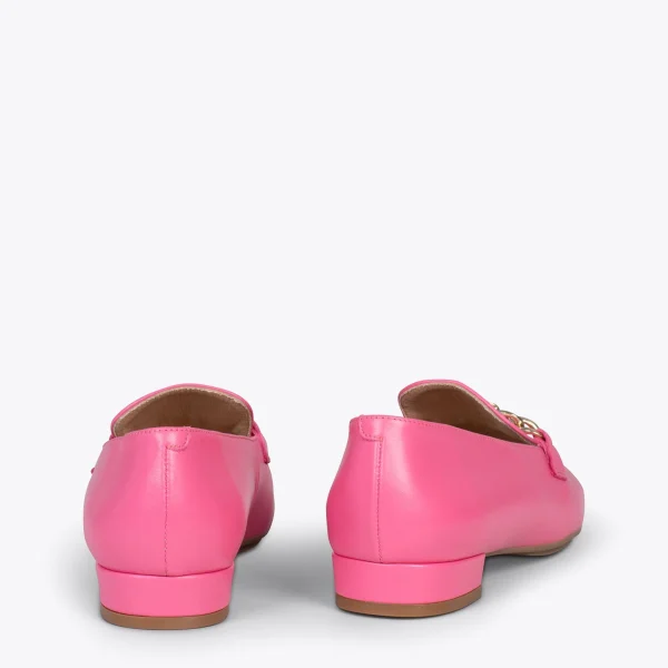 MiMaO ShopOnline CHAIN – Mocassins En Cuir Pour Femme FUCHSIA 4