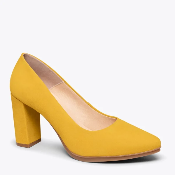 MiMaO ShopOnline URBAN – Chaussures à Talon Haut En Daim JAUNE 5