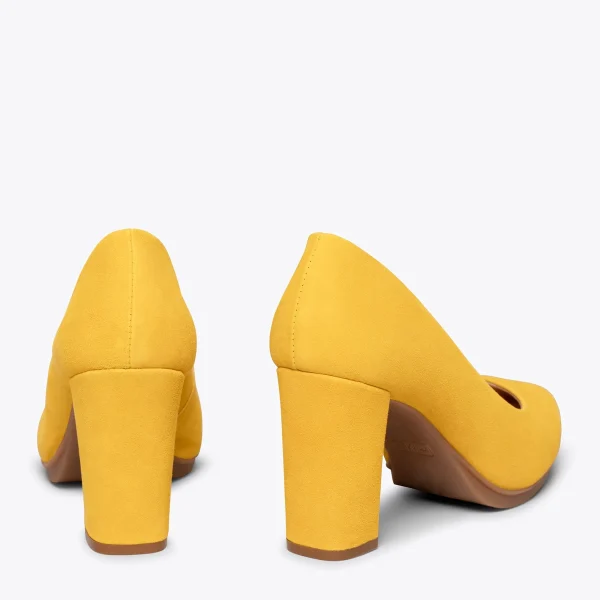 MiMaO ShopOnline URBAN – Chaussures à Talon Haut En Daim JAUNE 4