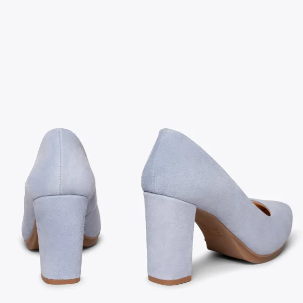 MiMaO ShopOnline URBAN – Chaussures à Talon Haut En Daim BLEU CIEL 4