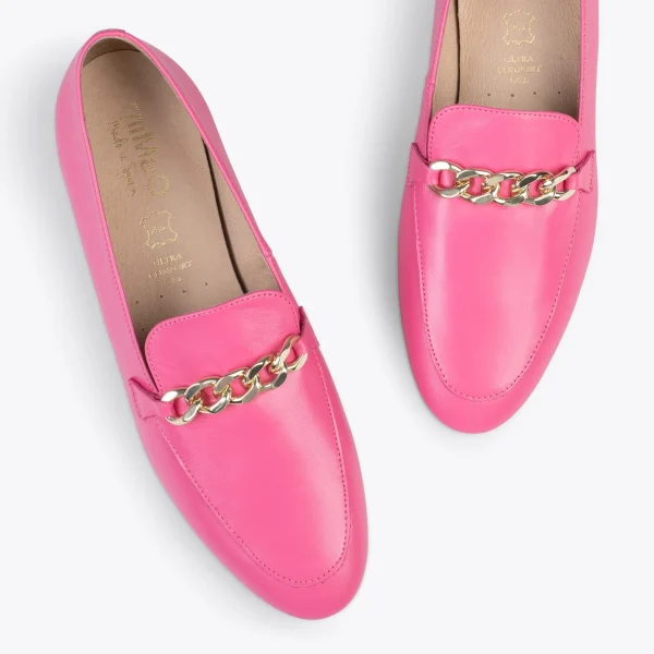 MiMaO ShopOnline CHAIN – Mocassins En Cuir Pour Femme FUCHSIA 3