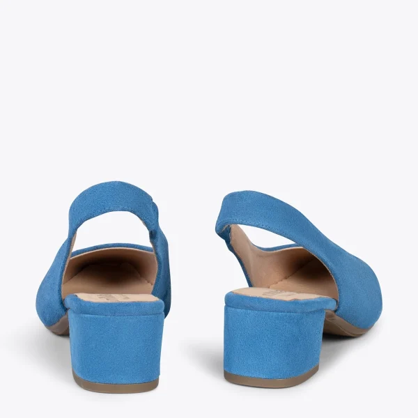 MiMaO ShopOnline URBAN LADY – Escarpins à Talon Moyen à Bride Arrière BLEU 4