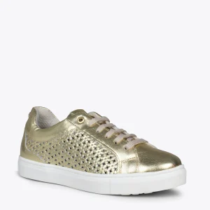 MiMaO ShopOnline BREATHE – Baskets En Cuir Nappa Ajouré DORÉ 15
