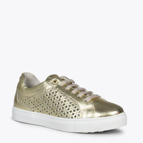 MiMaO ShopOnline BREATHE – Baskets En Cuir Nappa Ajouré DORÉ 5