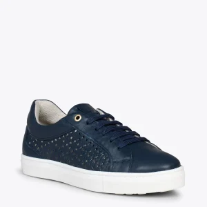MiMaO ShopOnline BREATHE – Baskets En Cuir Nappa Ajouré BLEU MARINE 15