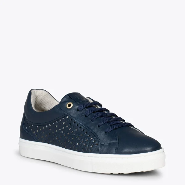 MiMaO ShopOnline BREATHE – Baskets En Cuir Nappa Ajouré BLEU MARINE 5