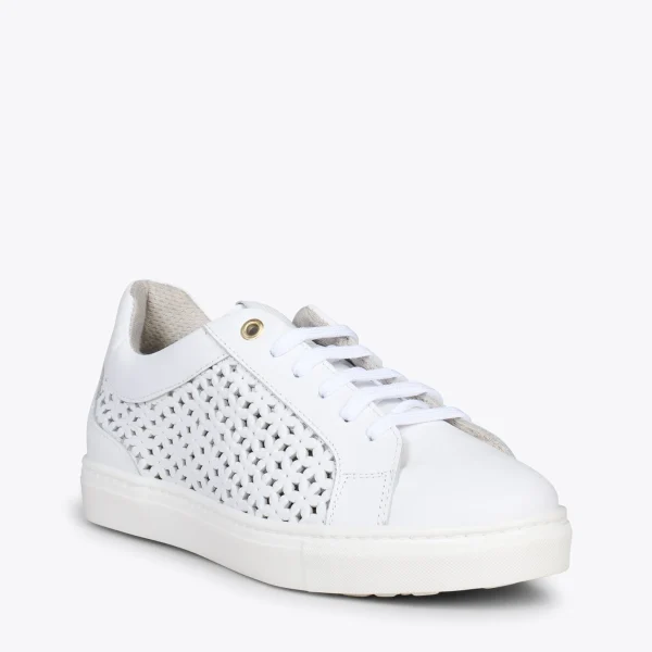 MiMaO ShopOnline BREATHE – Baskets En Cuir Nappa Ajouré BLANC 5