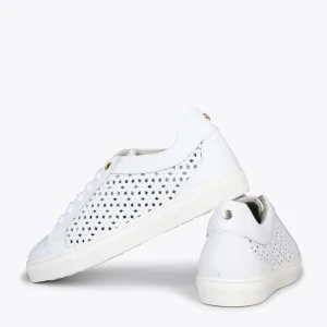 MiMaO ShopOnline BREATHE – Baskets En Cuir Nappa Ajouré BLANC 13