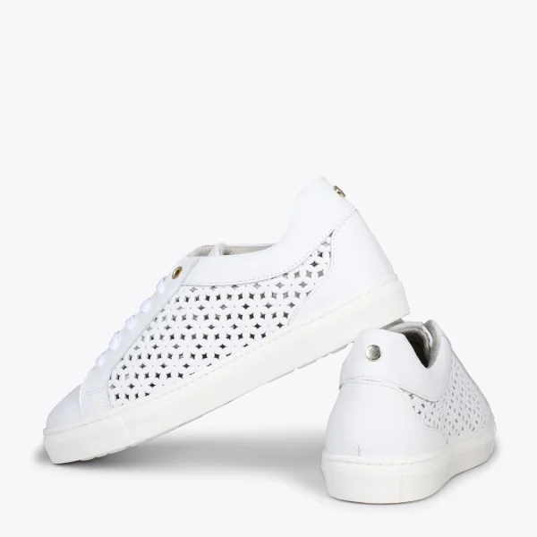 MiMaO ShopOnline BREATHE – Baskets En Cuir Nappa Ajouré BLANC 4