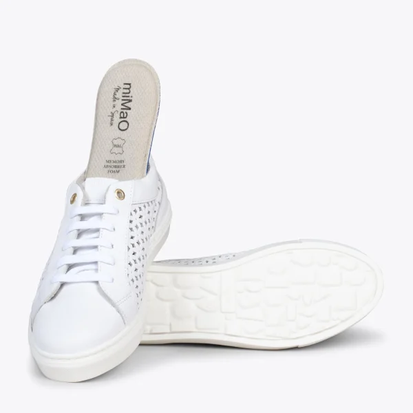 MiMaO ShopOnline BREATHE – Baskets En Cuir Nappa Ajouré BLANC 6