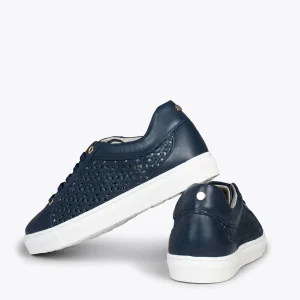 MiMaO ShopOnline BREATHE – Baskets En Cuir Nappa Ajouré BLEU MARINE 13