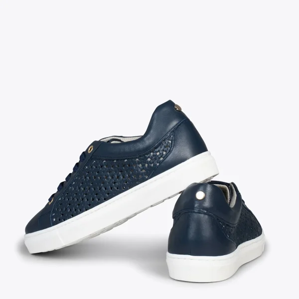 MiMaO ShopOnline BREATHE – Baskets En Cuir Nappa Ajouré BLEU MARINE 4