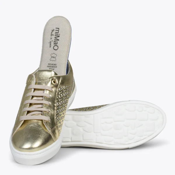 MiMaO ShopOnline BREATHE – Baskets En Cuir Nappa Ajouré DORÉ 6