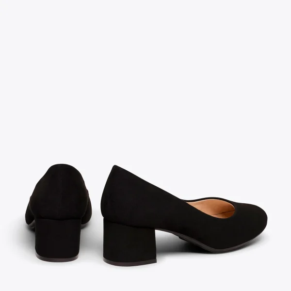 MiMaO ShopOnline URBAN ROND – Chaussures à Talon Bas En Daim NOIR 4