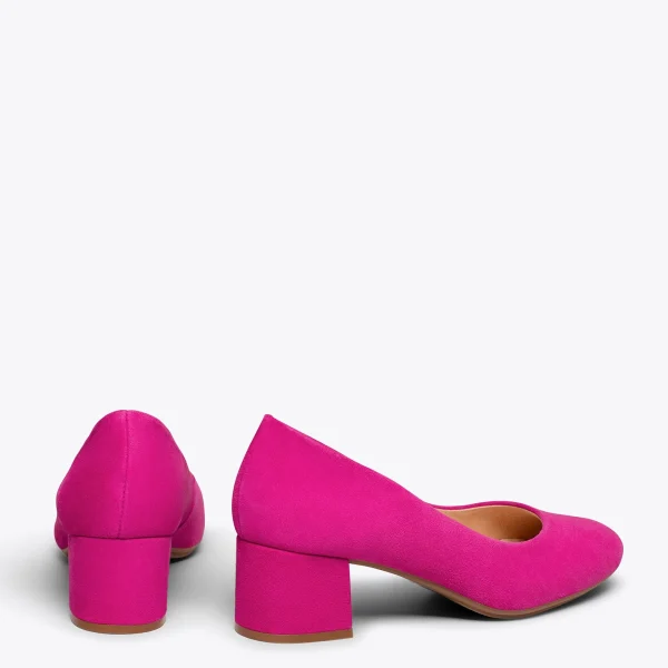 MiMaO ShopOnline URBAN ROND – Chaussures à Talon Bas En Daim FUCHSIA 4